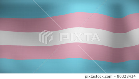 Image of lgbt flag with trans pride colours waving 90328434