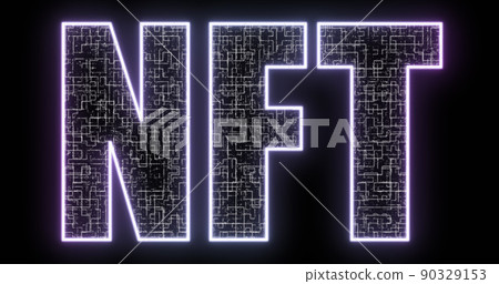 Image of nft text with maze over black background 90329153