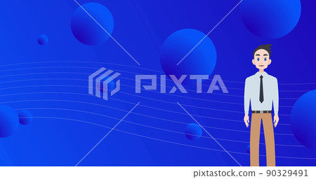 Image of man icon over circles on blue background Image of man icon over circles on blue background 90329491