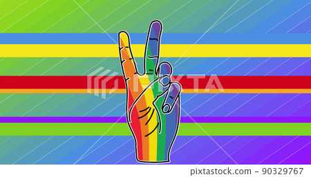 Image of rainbow hand over rainbow 90329767