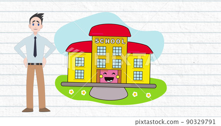 Image of man talking over school icon Image of man talking over school icon 90329791
