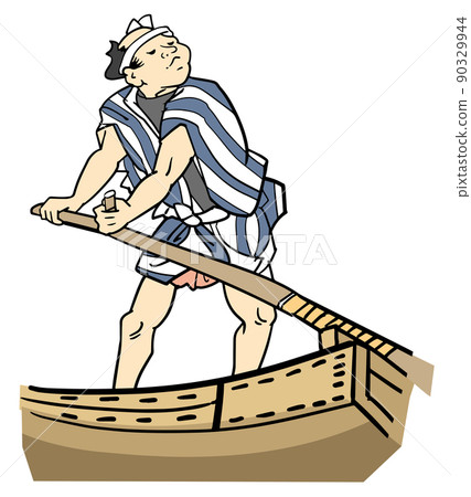 The boatman rowing the turret of the ship 90329944