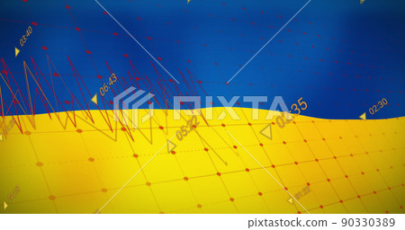 Image of financial graphs over flag of ukraine Image of financial graphs over flag of ukraine 90330389