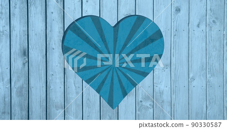 Image of rotating blue striped background over heart shapes hole in blue wooden surface Image of rotating blue striped background over heart shapes hole in blue wooden surface 90330587