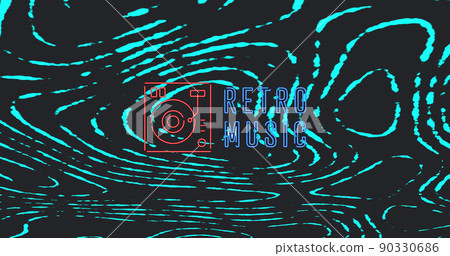 Image of retro music over black background with green waves Image of retro music over black background with green waves 90330686