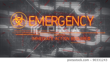 Image of emergency text and symbol over chains-插圖素材 [90331243] - PIXTA圖庫