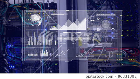 Image of data processing over server room 90331395