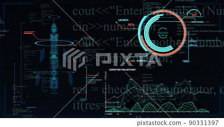 Image of scope scanning and data processing over black background 90331397