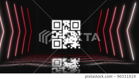 neon-accented qr code on dark slick surface - free... Image of neon qr code with lines over black... - Stock Illustration ...