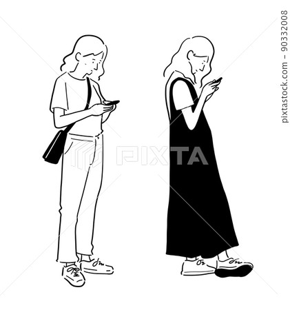 有智能手機的一名婦女 有智能手機的一名婦女 90332008