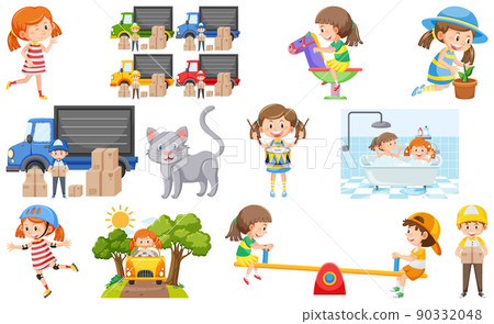 Set of cute kids and objects Set of cute kids and objects 90332048