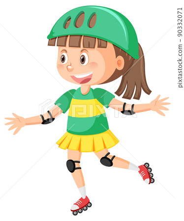 Cute girl on inline skates Cute girl on inline skates 90332071