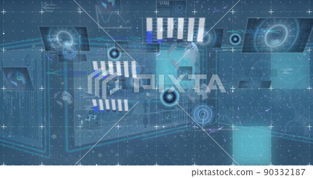 Image of data processing over blue background - Stock Illustration ...