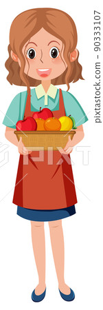 Female farmer with fresh fruits 90333107