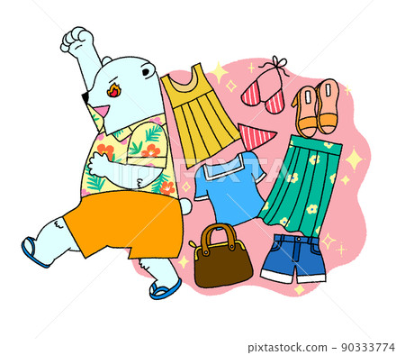 一隻喜歡購物去夏季大減價的北極熊的插圖 一隻喜歡購物去夏季大減價的北極熊的插圖 90333774