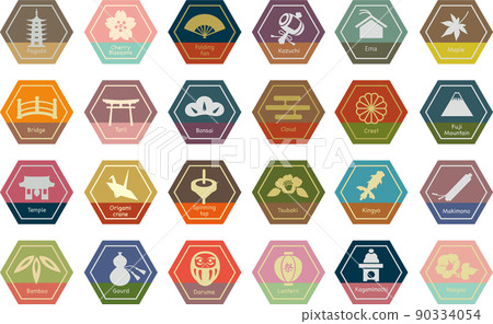 Japanese style image icon set Japanese style image icon set 90334054