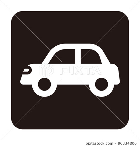 Car Simple Sideways Monochrome White White Rounded Square Icon / White Background Car Simple Sideways Monochrome White White Rounded Square Icon / White Background 90334806