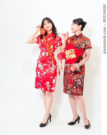 由傳統旗幟、女性和成熟女性書寫，Maetsuki 為白色背景。 90334888