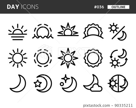 Line style icon set related to morning, day and night_036 90335211
