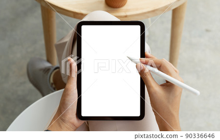 using stylus pen on digital tablet first person view using stylus pen on digital tablet first person view 90336646