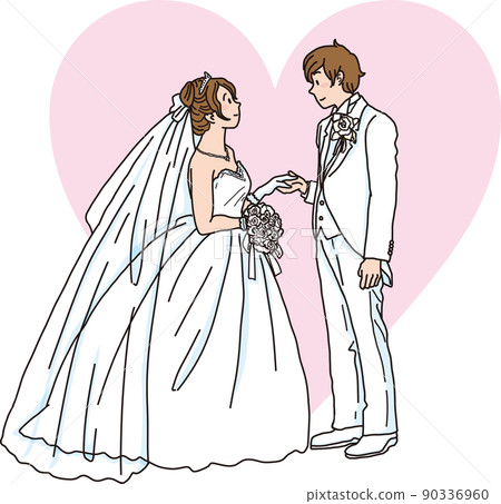 Wedding image_Western clothing_With heart_Color 90336960