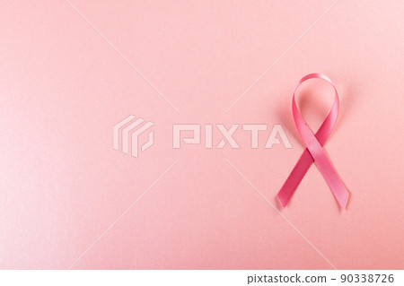 Directly above shot of pink breast cancer - Stock Photo