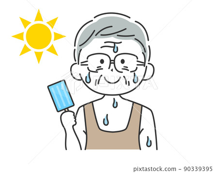 一位老人吃冰棒的插圖 90339395