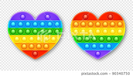 Colorful silicone anti-stress pop it toy. Trendy sensory game for children. Rainbow push pop fidget toy with brightly colored popping bubbles. Vector illustration Colorful silicone anti-stress pop it toy. Trendy sensory game for children. Rainbow push pop fidget toy with brightly colored popping bubbles. Vector illustration 90340750