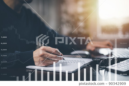 Man using pen write project and folder of document Management System, online documentation database and process automation to efficiently manage files work, knowledge, Corporate business technology, Man using pen write project and folder of document Management System, online documentation database and process automation to efficiently manage files work, knowledge, Corporate business technology, 90342909