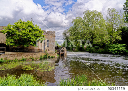 River Avon and Garden inside of the Warwick Castle grounds - England River Avon and Garden inside of the Warwick Castle grounds - England 90343559