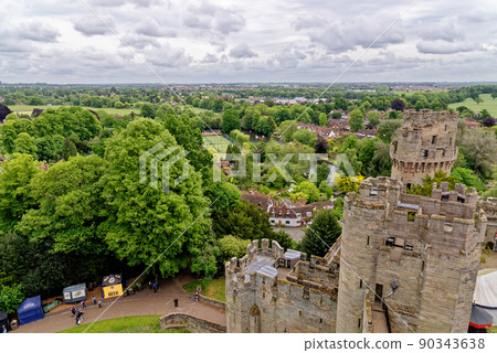 Medieval Warwick Castle in Warwickshire - England 90343638