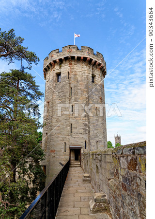 Medieval Warwick Castle in Warwickshire - England 90343664