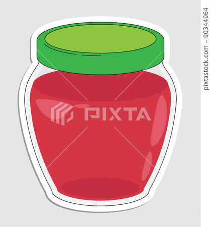 Packaged jar of jam or compote in doodle style. Hand drawn cartoon icon with stroke. Cartoon vector sticker isolated on white background Packaged jar of jam or compote in doodle style. Hand drawn cartoon icon with stroke. Cartoon vector sticker isolated on white background 90344964