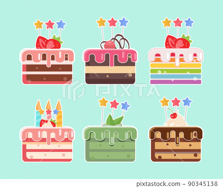 Birthday Cake collection, Delicious Cakes set, vector icon Birthday Cake collection, Delicious Cakes set, vector icon 90345138