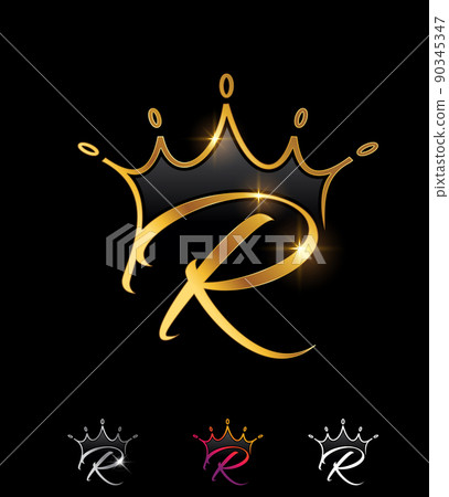 Golden Monogram Crown Initial Letter R 90345347