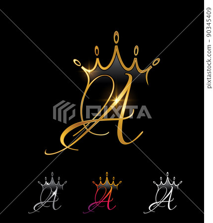 Golden Monogram Crown Initial Letter A Golden Monogram Crown Initial Letter A 90345409