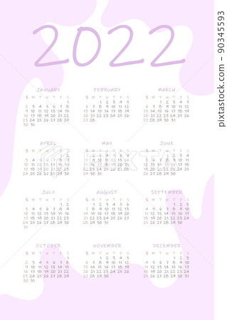 2022 calendar with delicate minimalist design pastel color palette. 90345593