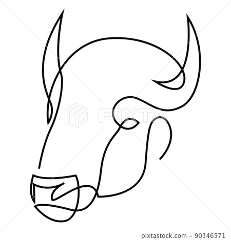 Continuous line bull logo. Buffalo single line vector illustration. Continuous line bull logo. Buffalo single line vector illustration. 90346571