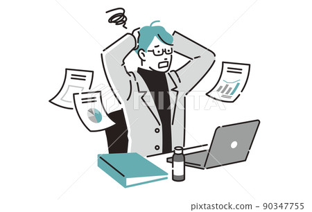 Person Creator man holding his head at work Person Creator man holding his head at work 90347755