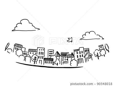 簡單的插圖線畫城市景觀 簡單的插圖線畫城市景觀 90348018