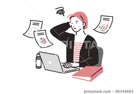 A female creator who holds her head at work A female creator who holds her head at work 90348665