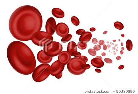 Flowing Red Blood Cells on white background, 3D realistic vector illustration 90350090