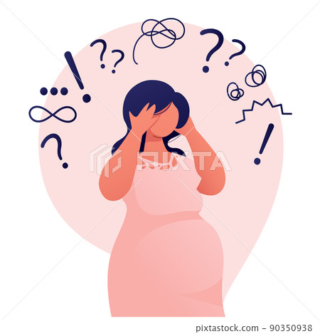 Worried Pregnant Woman has Doubts Thoughts Anxiety Worried Pregnant Woman has Doubts Thoughts Anxiety 90350938