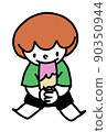 A boy who eats ice cream 90350944