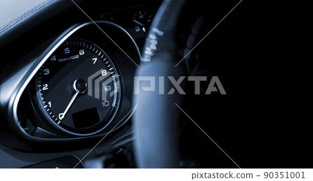 Close up of a modern dashboard with black copyspace 90351001