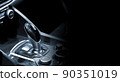 Luxury of car interior at transmission shift gear area with black copyspace 90351019