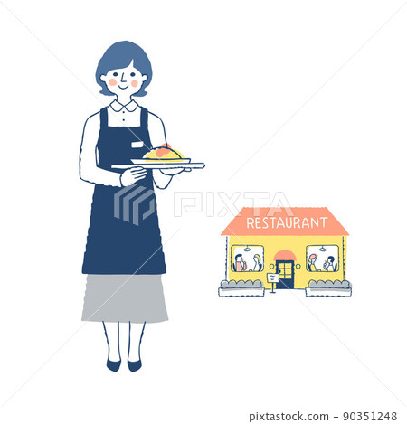 餐廳和女服務員 90351248