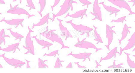 Cartoon pink whales seamless vector pattern Cartoon pink whales seamless vector pattern 90351639