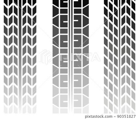 汽車行駛的輪胎痕蹟的插圖 90351827