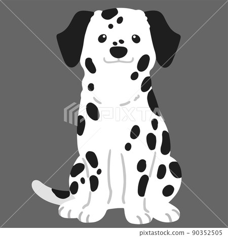 Simple and cute Dalmatian illustration sitting facing the front without main line Simple and cute Dalmatian illustration sitting facing the front without main line 90352505